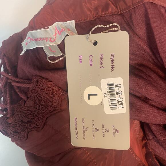 Pretty Angel Dress‎ Womens Large Tiered Silk Blend Boho Whimsigoth Beaded Maroon - Picture 11 of 11